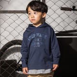 ネイビー | シャツレイヤードカレッジロゴフーディ(110~160cm) | WASK