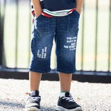 ネイビー | 6分丈パッチワークロゴストレッチデニムパンツ(100~160cm) | WASK