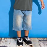 ブルー | 6分丈合皮タグストレッチデニムパンツ(100~160cm) | WASK