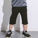 ブラック | 6分丈ロゴパッチワークリネン調ストレッチパンツ(110~160cm) | WASK