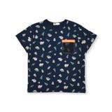 ネイビー系 | 【速乾】キャンプギア総柄メッシュポケット付き天竺Tシャツ(100~160cm) | WASK