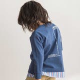 ネイビー | ストライプシャツレイヤード風天竺Tシャツ(100~160cm) | WASK