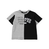 グレー | バイカラー切り替えロゴプリントビッグ半袖Tシャツ(100~160cm) | WASK