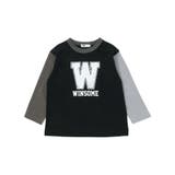 ブラック | カラフル袖ロゴプリントロング長袖Tシャツ(100~160cm) | WASK