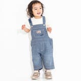 ネイビー系 | ロゴ刺しゅうヒッコリーオーバーオール(80~110cm) | WASK