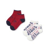 レッド | カレッジロゴ+ロゴ柄2Pショートソックス(15~24cm) | WASK