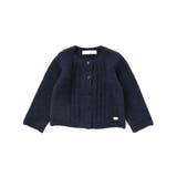 ネイビー | 【お揃い】フロント編地の前ボタン長袖カーディガンベビー(70~90cm) | Tartine et Chocolat