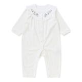 オフホワイト | 小花刺しゅうベロアフリルカバーオールベビー(70-80cm) | Tartine et Chocolat