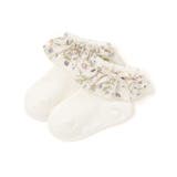 オフホワイト系 | 【日本製】【お揃い】すみれ花プリントサテンリボンソックスベビー（8～13cm） | Tartine et Chocolat