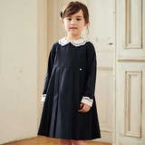 ネイビー | サイロコンパクトツイルレース襟袖ワンピース(110~130cm) | Tartine et Chocolat