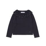 ネイビー | ラインストーン付きボリュームネックセーター(100~140cm) | Tartine et Chocolat