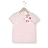 ピンク | リバティ柄リボン付きソフトベア天竺半袖Tシャツ(90~140cm) | Tartine et Chocolat