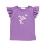 パープル | フラワープリント袖フリルTシャツ(90～140cm) | Tartine et Chocolat