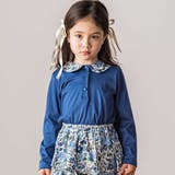 ブルー | 【日本製】【お揃い】リバティビエラ(DaisyMorisia)×花ボタン長袖Tシ… | Tartine et Chocolat