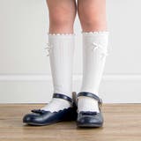 ホワイト | 【日本製】透かし編みリボン付きハイソックス(15~21cm) | Tartine et Chocolat