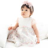 ピンク系 | オーガンジー花柄プリントワンピース(70~90cm) | fillot de bébé réduction