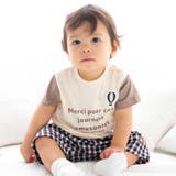 ベージュ系 | 天竺Tシャツ&チェックパンツセット(70~90cm) | fillot de bébé réduction