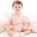 ピンク系 | ガーゼクマプリントカシュクールスーツ(70~90cm) | fillot de bébé réduction