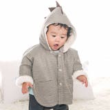 ベージュ系 | チェック恐竜フードマント(70~90cm) | fillot de bébé réduction