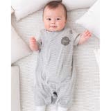 オーガニック 天竺 ボーダー クマ カバー オール (70~80cm) | fillot de bébé réduction | 詳細画像1