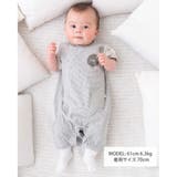 オーガニック 天竺 ボーダー クマ カバー オール (70~80cm) | fillot de bébé réduction | 詳細画像2