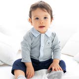 ネイビー系 | 天竺ストライプ襟カバーオール(70~80cm) | fillot de bébé réduction