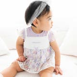 パープル系 | オーガンジー花柄プリントチュニック+カバーオールセット(70~80cm) | fillot de bébé réduction