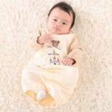 オフホワイト系 | 裏毛クマパッチ長袖2wayオール(50~75cm) | fillot de bébé réduction