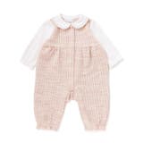 ピンク系 | 【お揃い】ツイードジャガード白襟カバーオール(70~80cm) | fillot de bébé réduction