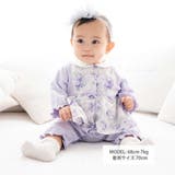 【お揃い】オーガンジー花柄プリントスカート付き長袖カバーオール(70~80cm) | fillot de bébé réduction | 詳細画像3 