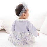 【お揃い】オーガンジー花柄プリントスカート付き長袖カバーオール(70~80cm) | fillot de bébé réduction | 詳細画像6 