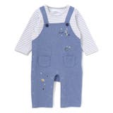 【お揃い】ボーダーTシャツ重ね着風長袖ロンパース(70~80cm) | fillot de bébé réduction | 詳細画像1 