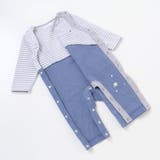【お揃い】ボーダーTシャツ重ね着風長袖ロンパース(70~80cm) | fillot de bébé réduction | 詳細画像5 