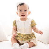 イエロー系 | 【お揃い】リバティプリント異素材ミックスカバーオール(70~80cm) | fillot de bébé réduction