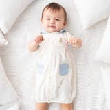 オーガニックコットンクマパッチ半袖2WAYオール(50~75cm) | fillot de bébé réduction | 詳細画像1 
