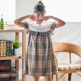 【お揃い】チェック柄ボーダー柄フリル付きワンピース(80~130cm) | Noeil aime BeBe | 詳細画像1
