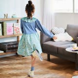 【お揃い】花柄付け襟＋花柄切り替えスムース長袖ワンピース(80~130cm) | Noeil aime BeBe | 詳細画像3 