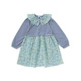 【お揃い】花柄付け襟＋花柄切り替えスムース長袖ワンピース(80~130cm) | Noeil aime BeBe | 詳細画像8 