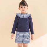 【お揃い】ギンガムチェック付け襟Tシャツ+パンツセット(80~130cm) | Noeil aime BeBe | 詳細画像1 