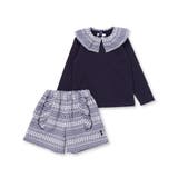 【お揃い】ギンガムチェック付け襟Tシャツ+パンツセット(80~130cm) | Noeil aime BeBe | 詳細画像9 