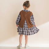 タータンチェックワンピース+ケーブルジャガードベストセット | Noeil aime BeBe | 詳細画像4