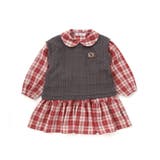 レッド系 | タータンチェックワンピース+ケーブルジャガードベストセット | Noeil aime BeBe