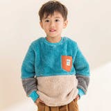 ブルー系 | ボア配色切り替えタフタポケットトレーナー(90~130cm) | Noeil aime BeBe