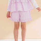 【お揃い】ワッシャーチェック裾フリルパンツ(90~130cm) | Noeil aime BeBe | 詳細画像1 