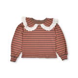 ブラウン系 | フラットカラーボーダーブラウスTシャツ(80~130cm) | Noeil aime BeBe