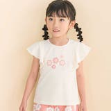 オフホワイト | フレアスリーブお花プリント半袖Tシャツ(80~130cm) | Noeil aime BeBe