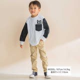 チェック袖切り替え天竺長袖Tシャツ(80~130cm) | Noeil aime BeBe | 詳細画像2 