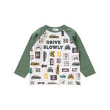 グリーン系 | 車総柄配色天竺ラグラン長袖Tシャツ(80~130cm) | Noeil aime BeBe