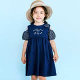 ストライプチェック袖リボンオフショルワンピース(90~130cm) | SLAP SLIP | 詳細画像1