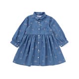 ブルー系 | 刺しゅう総柄襟付きデニムワンピース(80~130cm) | SLAP SLIP